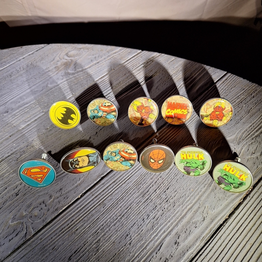 Superhero Drawer Knobs Marvel , Superman, Spider-Man, Hulk, Batman Set Of 11 - Picture 3 of 7